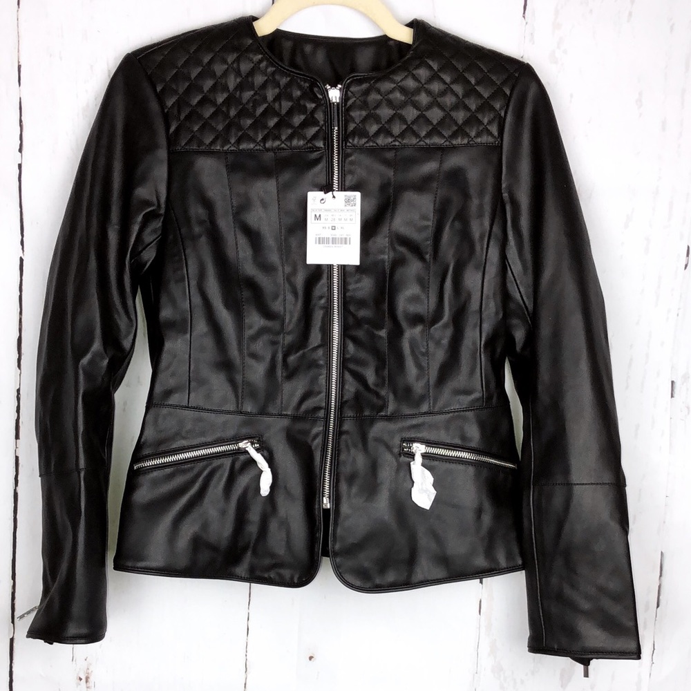 Zara Quilted Fitted Leather Jacket